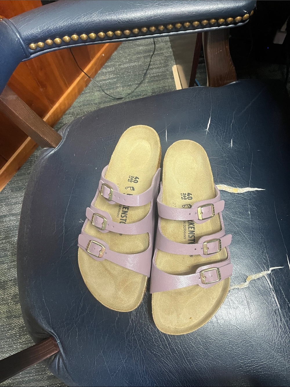 Birkenstock Style Triple-Strap Sandals in Lavender